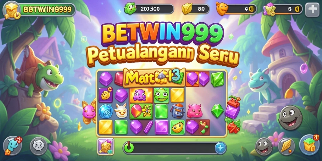 Screenshot BETWIN999 menampilkan gameplay menawan dari tantangan Match-3.