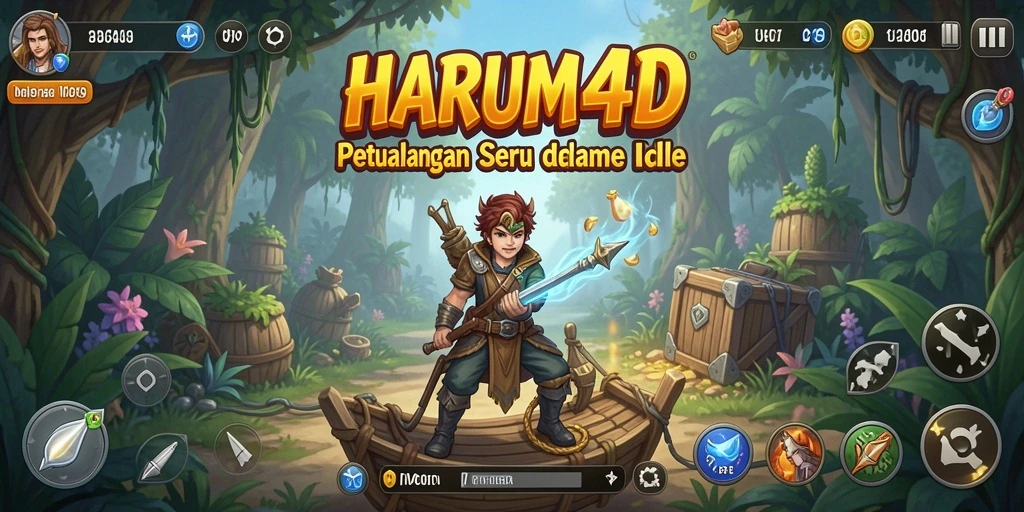 Screenshot gameplay HARUM4D yang menunjukkan kemajuan dalam game Idle.