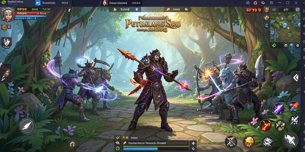 Screenshot menampilkan aksi seru dalam game MMORPG RP99.